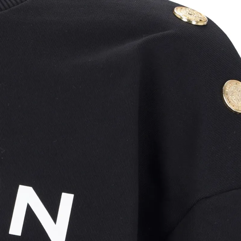BALMAIN Logo Printed Crewneck Cropped Sweatshirt-4