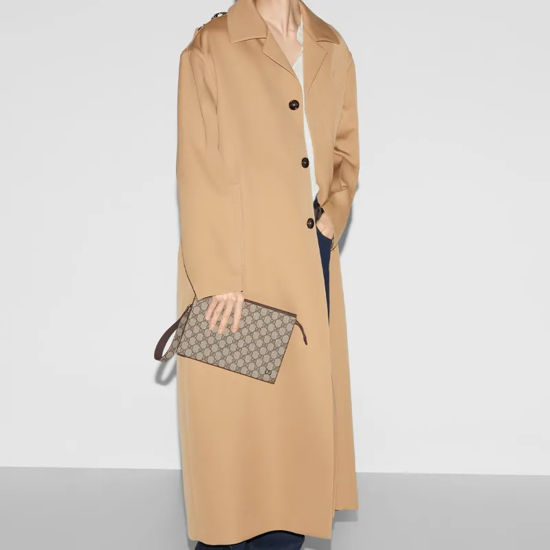 GUCCI Supreme Canvas Clutch Women's Beige & Ebony-7