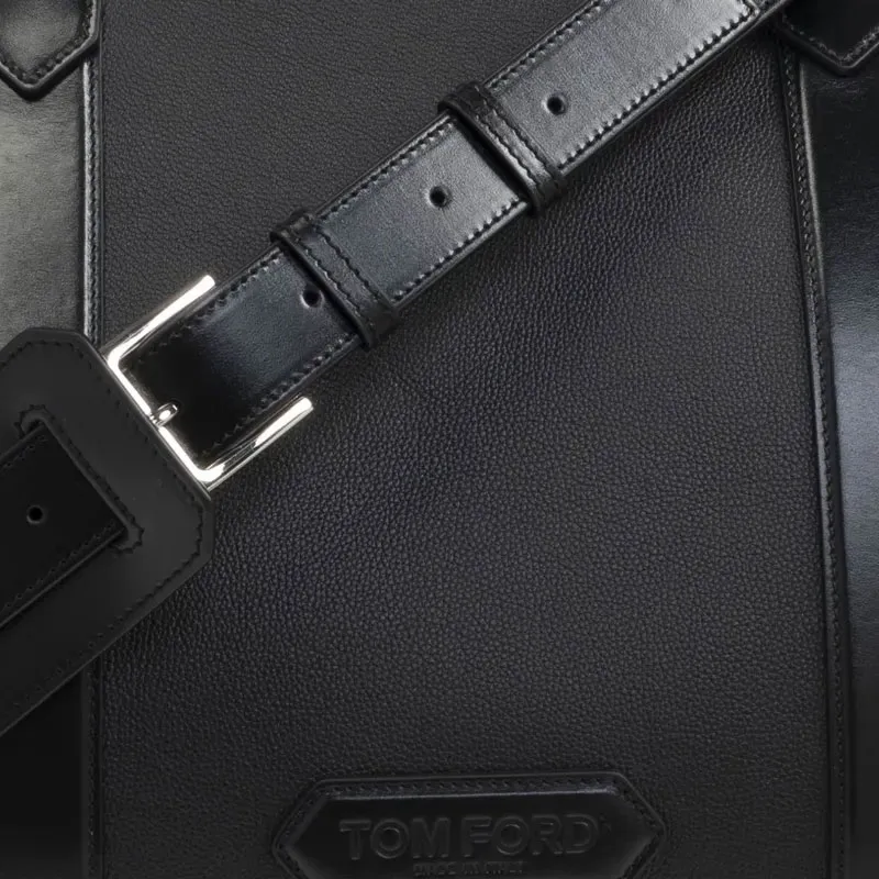 TF Cow Leather Travel Bag Men's Black-4