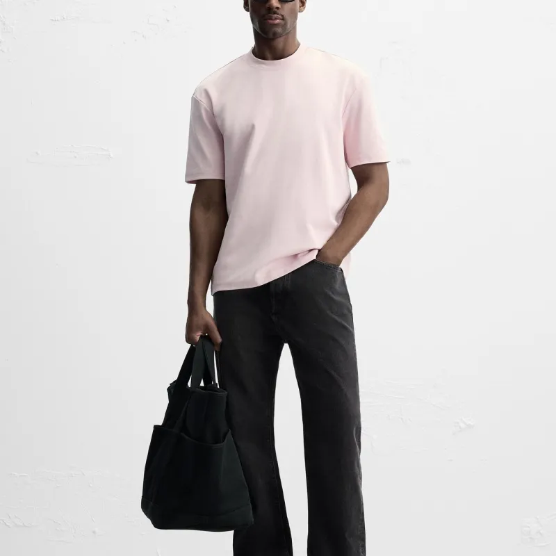 ZARA T-Shirt Men's Light Peach Pink-3