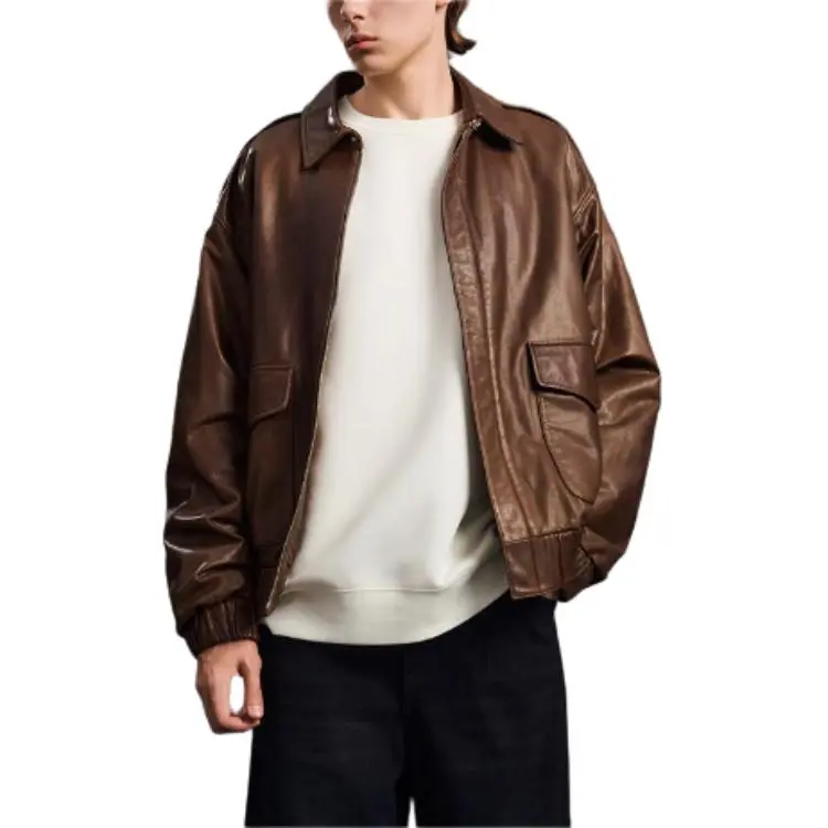PEACEBIRD MEN Leather Jacket Men's Brown-2