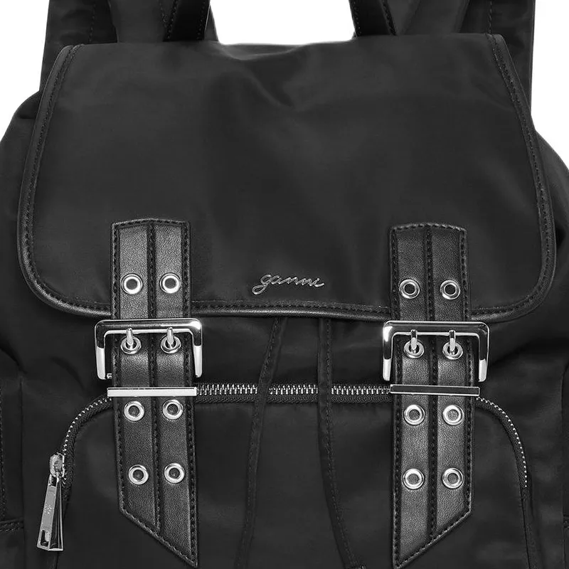 GANNI Recycled Nylon Backpack Unisex Black-2