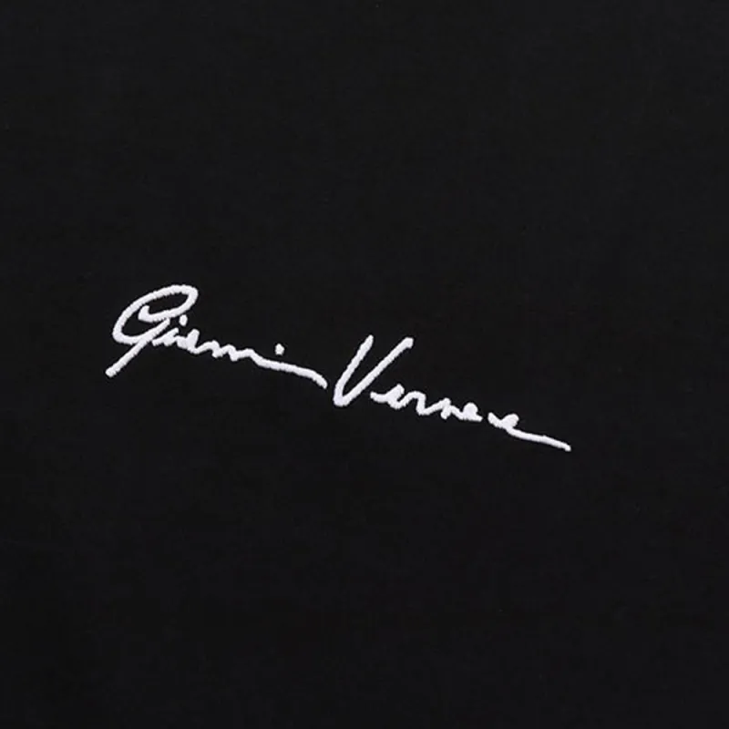 VERSACE Gv Signature Embroidered T Shirt 'Black'-2