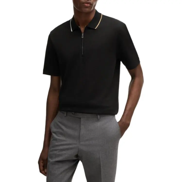 HUGO BOSS Half zip Interlock weave Polo Shirt-3