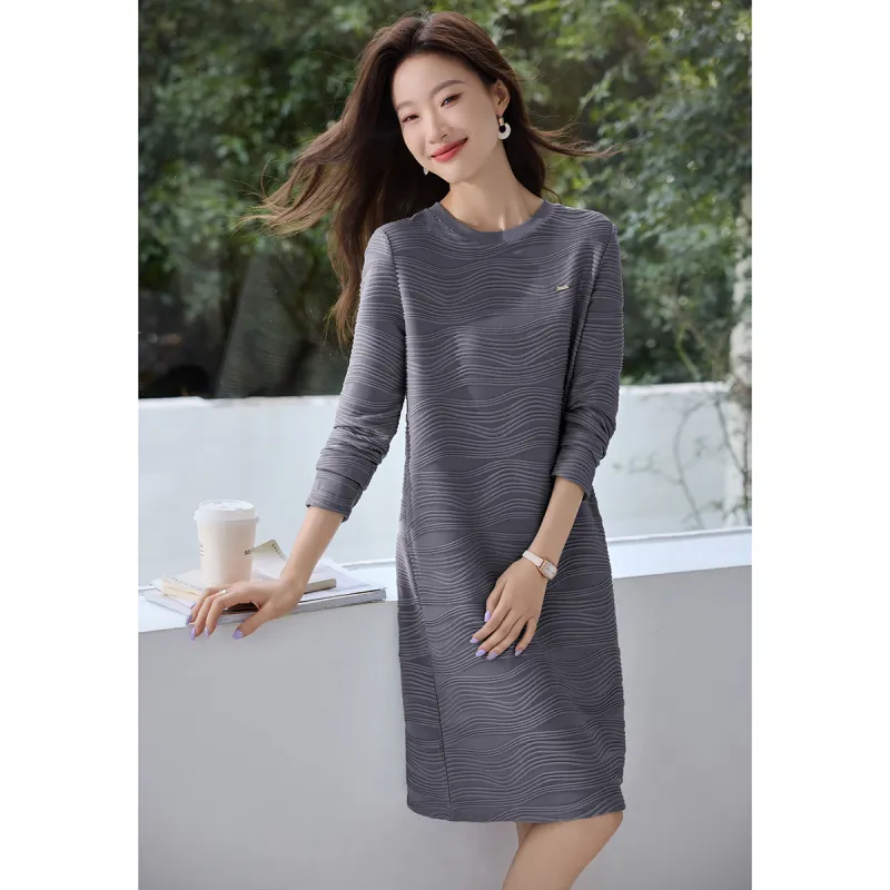 Mo Han Yi Mei Long Sleeved Dresses Women's Blue-2