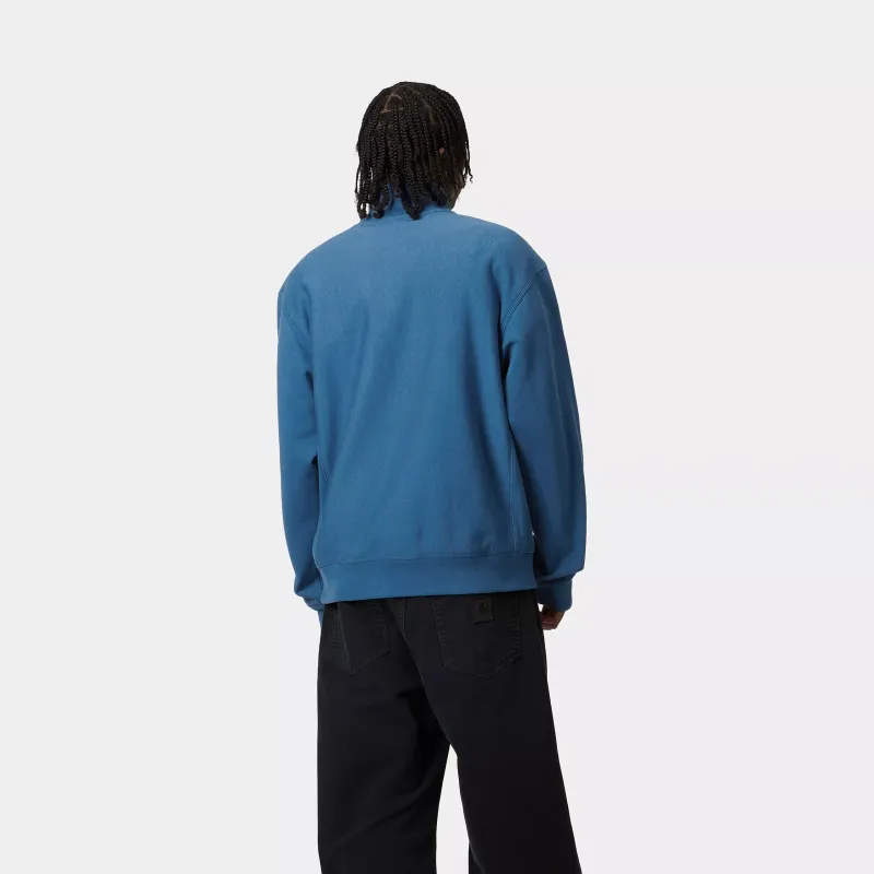 Carhartt WIP American Script FW24 Half Zip Sweatshirt Unisex Teal-2