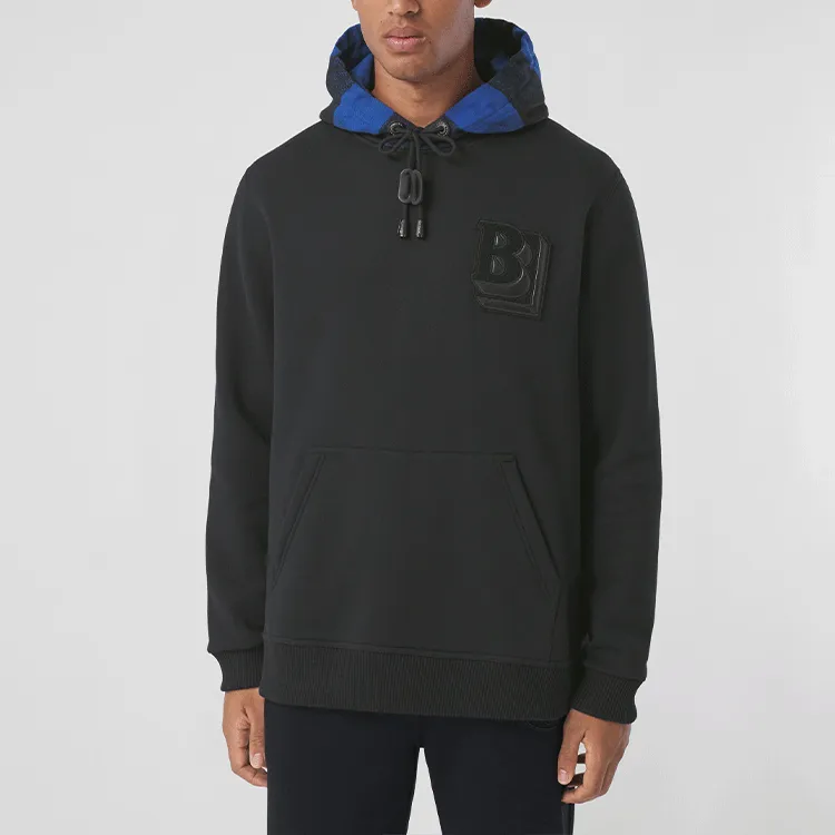 Burberry Check Hood Letter Graphic Hoodie-2