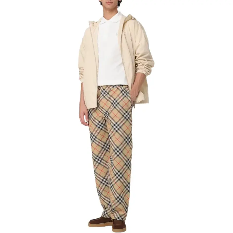 Burberry Checked Ekd Motif Straight Leg Trousers-2