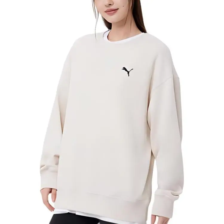PUMA ESS CREW FL Sweatshirt Unisex Snow White-3
