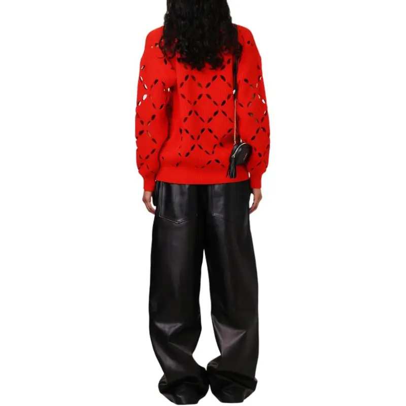 VERSACE Cut Out Wool Sweater 'Red'-3