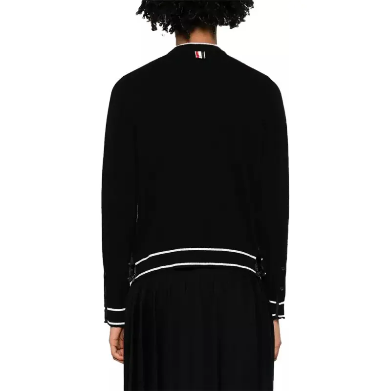 THOM BROWNE Hector Rose Embroidered Buttoned Cardigan-4
