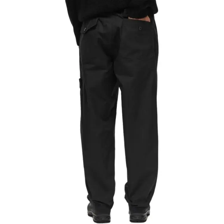 STONE ISLAND Logo Patch Straight Leg Trousers-4