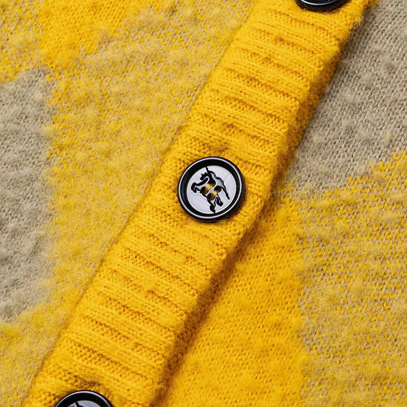 Burberry Argyle Patterned Jacquard Wool Cardigan 'Yellow/Gold'-7
