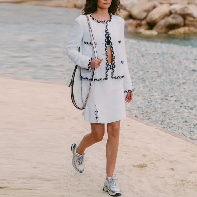 CHANEL Jackets Coats Women's Black White-4