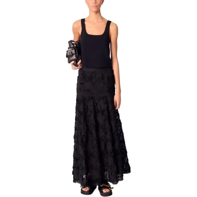 Maje Embroidered Maxi Skirt-1