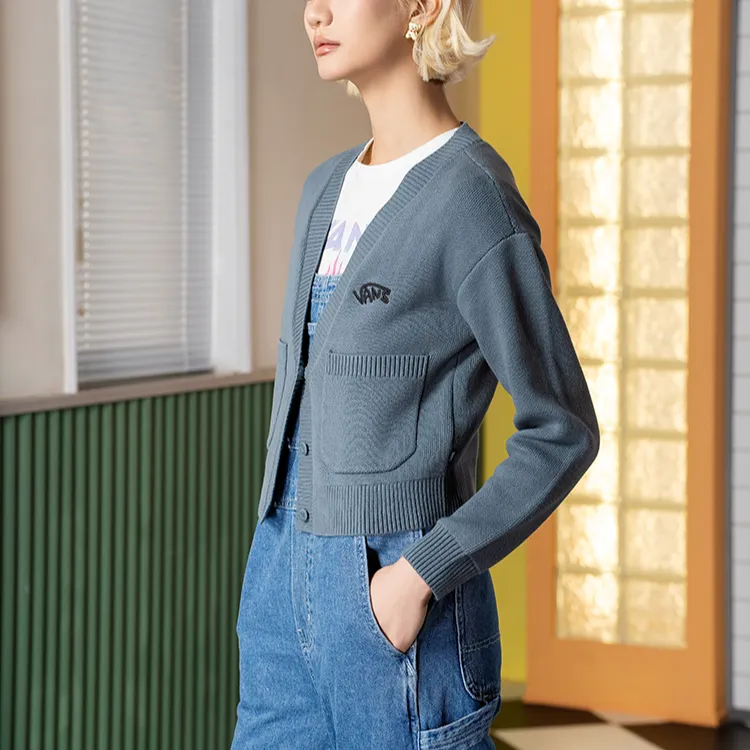 Vans CARDIGAN Knitwear Women's Gray Blue-5