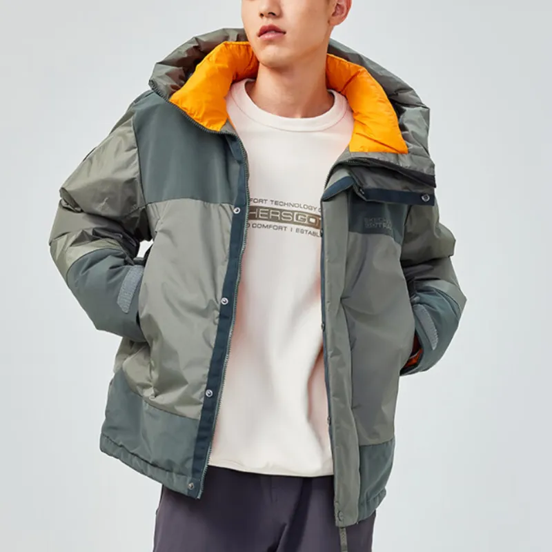 Skechers Mountain And Wild Outdoor Series Down Jacket Men's Linen Gray-2