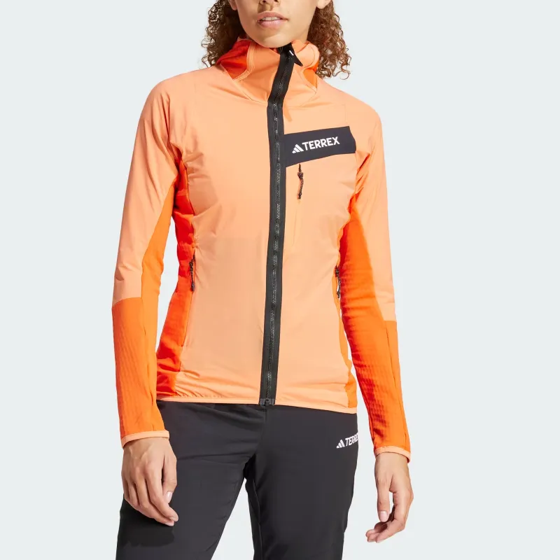 Adidas Terrex Techrock Hooded Wind Fleece Jacket Jackets Coats Women's Orange-3