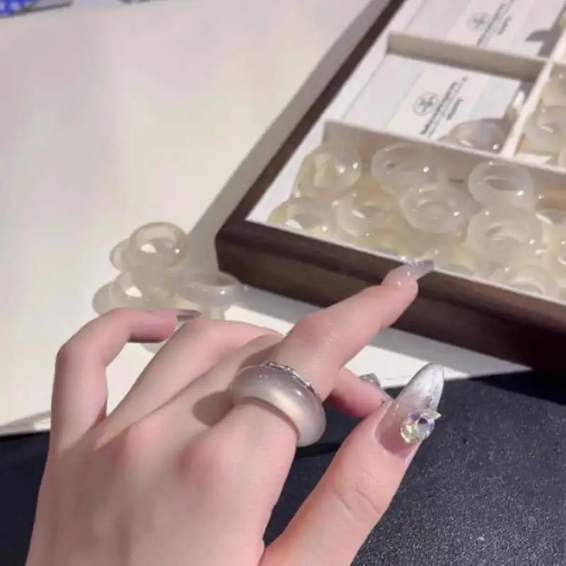 Gifts Chalcedony Jade Rings Unisex-10