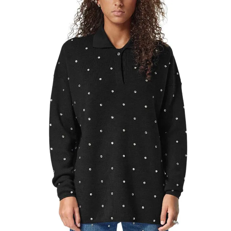 VERSACE Stud Embellished Long Sleeved Knitted Polo Shirt-2