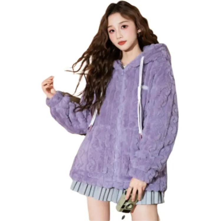Tonlion Velvet feel Coat Women's Lavender-2