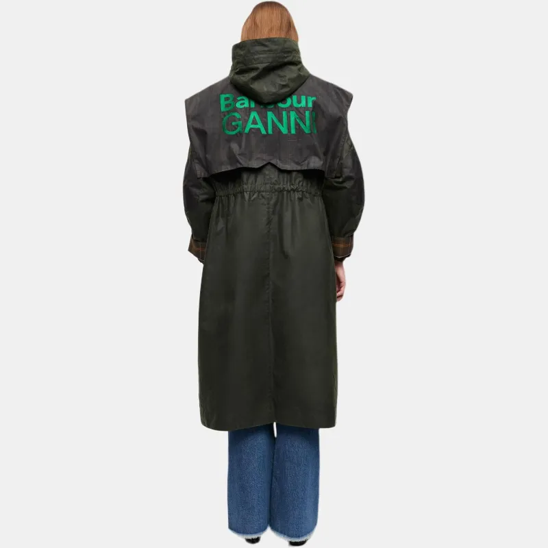 BARBOUR X GANNI Waxed Drawstring Jacket-3