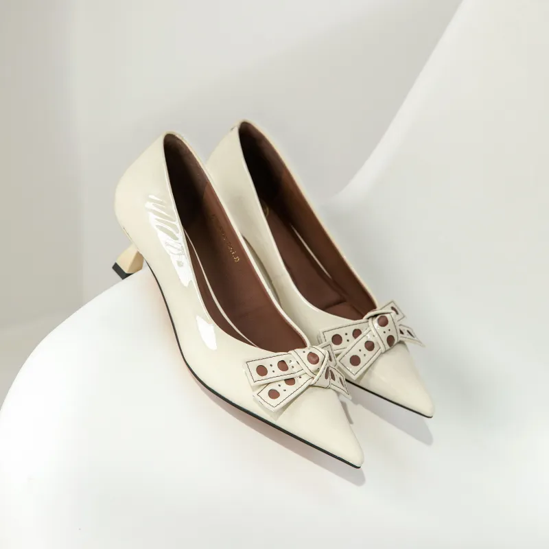 BAFFN Block Heel High Heels Women's Beige Apricot-1