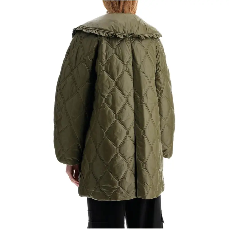 GANNI Shiny Quilted Zipped Oversized Jacket-2