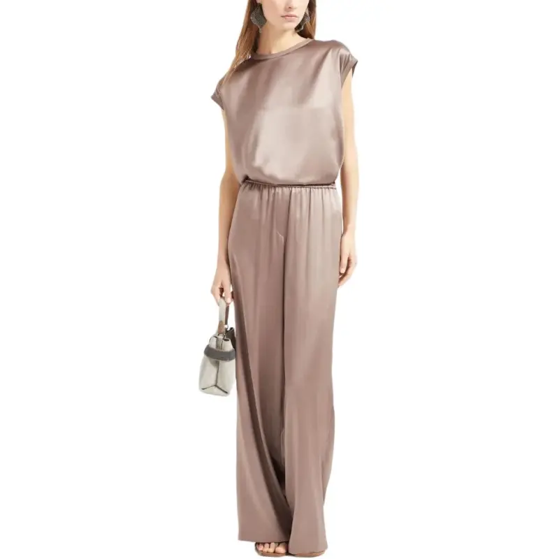 Brunello Cucinelli Monili embellished Satin T shirt-2
