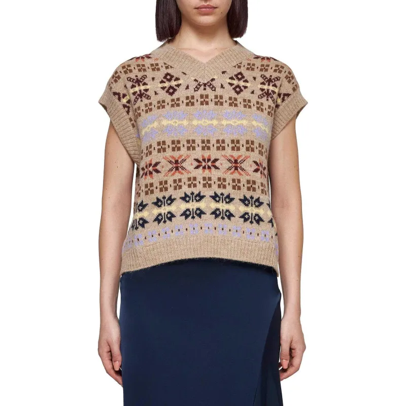 WEEKEND MaxMara All Over Patterned V Neck Vest-2