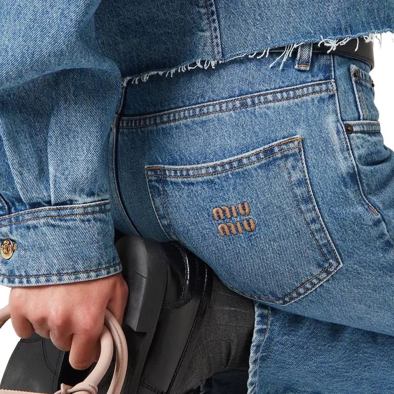 MIU MIU Logo embroidered Flared Jeans-4