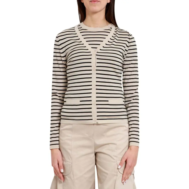 'S MAX MARA Striped V Neck Cardigan-1