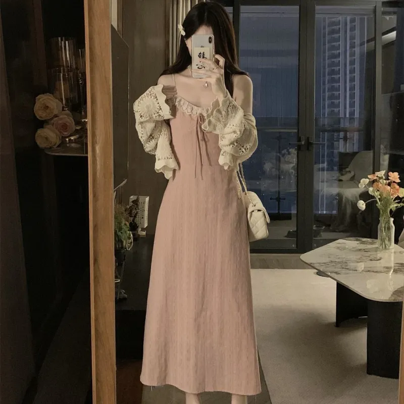 GULIANFEI Slip Dresses Women's Pink Camisole Dress-5