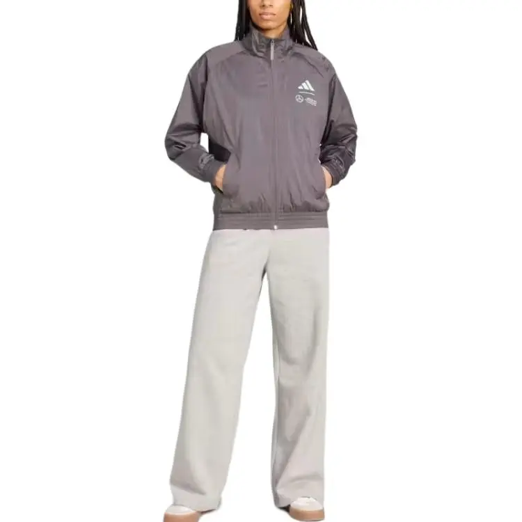 Adidas Women's Mercedes Amg Petronas Formula Team Premium Woven Track Top Grey Strata/Frozen Green-1