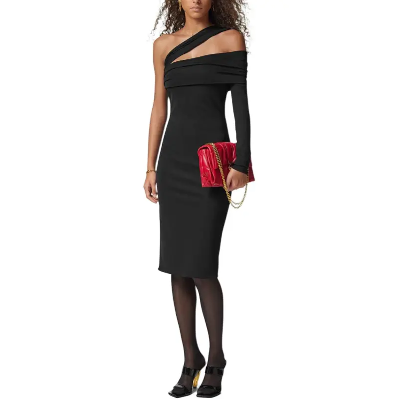 VERSACE Cut Out Detailed One Shoulder Dress-3