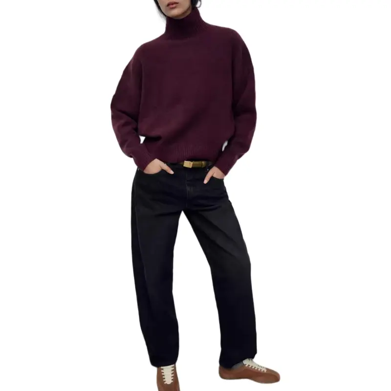 ZARA Sweater Women's Burgundy Red-2