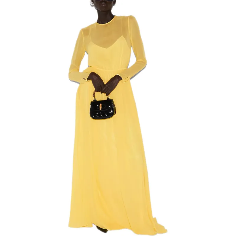 GUCCI Long Sleeved Dress Women's Yellow-2