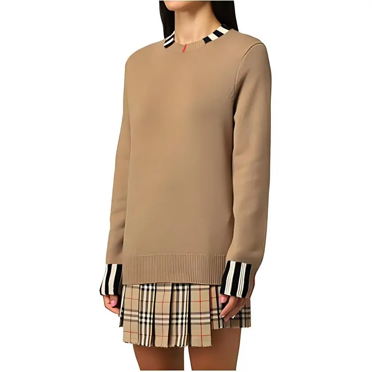 Burberry Icon Stripe Trim Cashmere Sweater Archive Beige-3