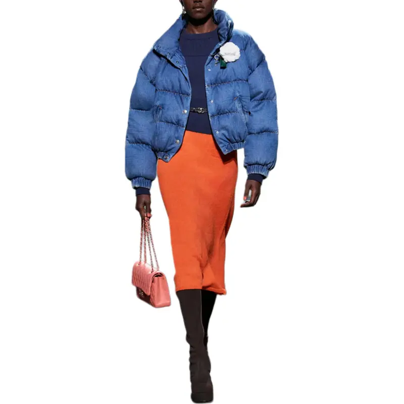 CHANEL 24 New Fall And Winter Arrivals Long-Sleeved Dresses Women's Blue Orange-1