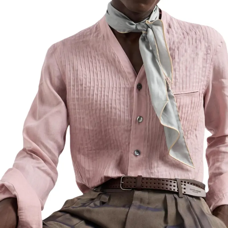 GIORGIO ARMANI Regular fit Linen Shirt With Front Ribs-6
