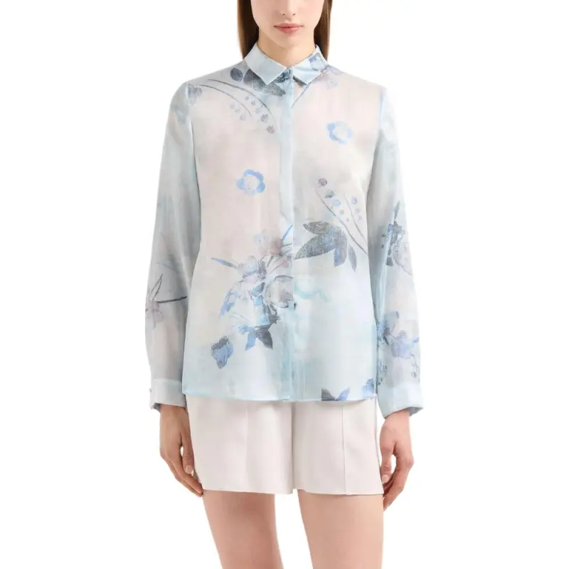 EMPORIO ARMANI Shirt In Trilobal Fabric With Batik Flower Print-1