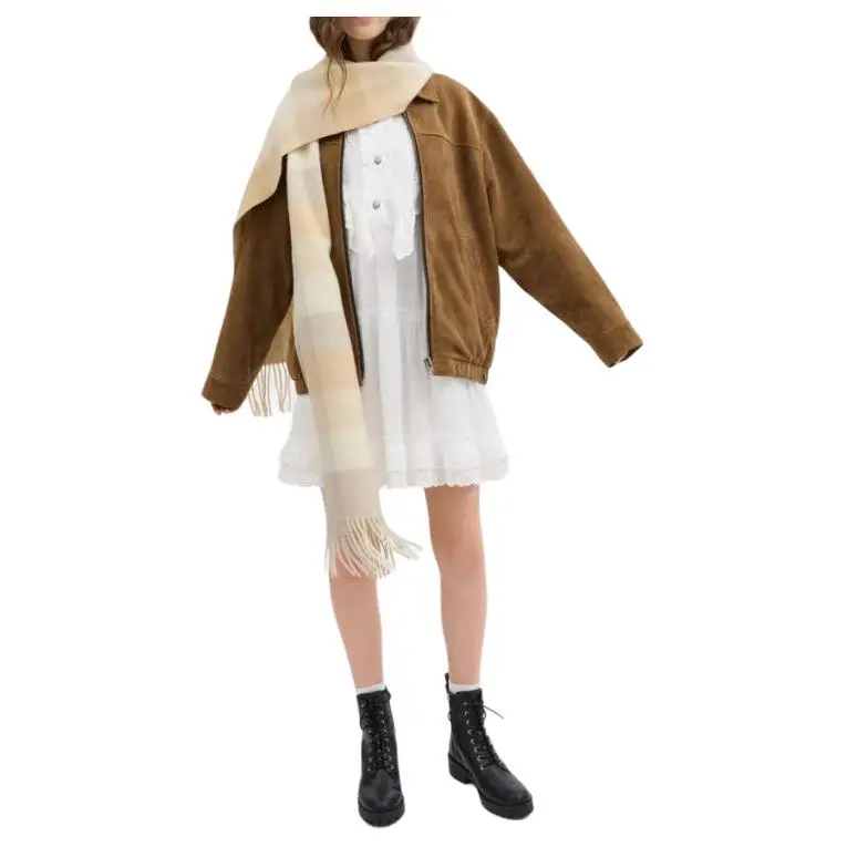 COACH Wool Knit Scarves Unisex Beige-1