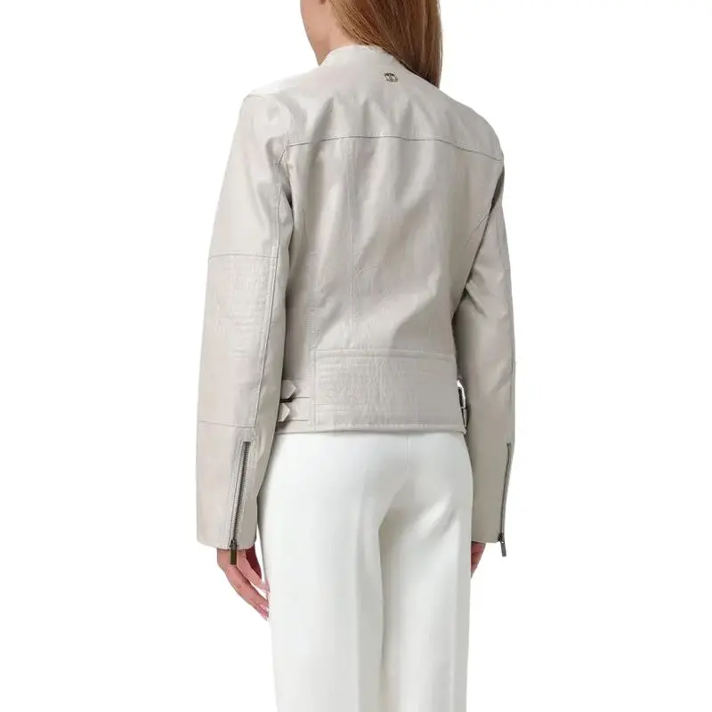 Twinset Zipped Faux Leather Biker Jacket-3