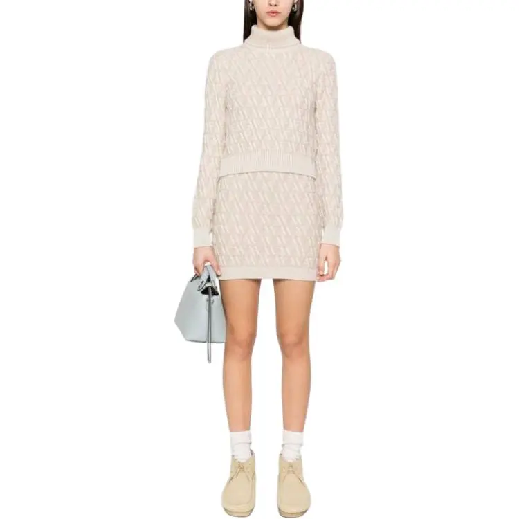 FENDI Logo Intarsia Knit Skirt-7
