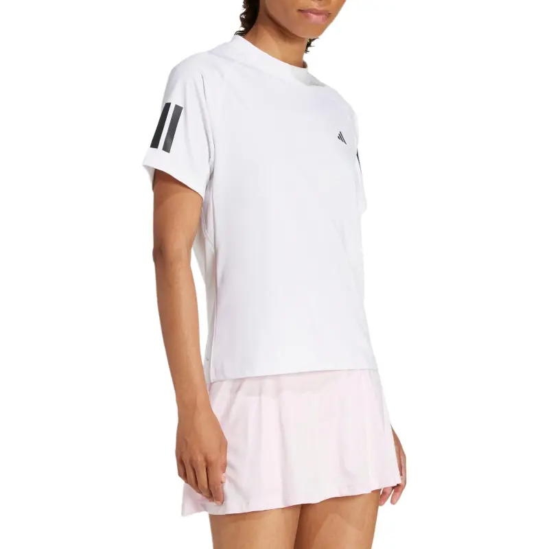 Adidas Women's Club 3 Stripes Climacool T Shirt White-2