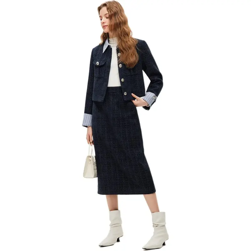 Love To Serve Skirt Set Women's Navy Blue-3