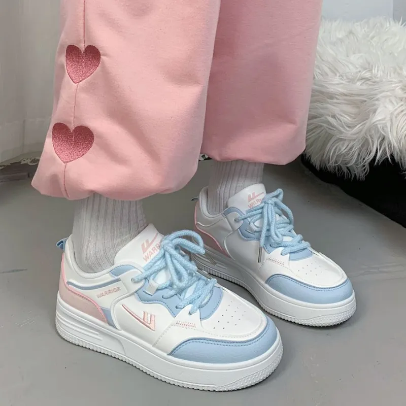 Warrior Warrior Wear resistant And Lightweight Low Top Skateboard Shoes Women's White Blue Pink-7