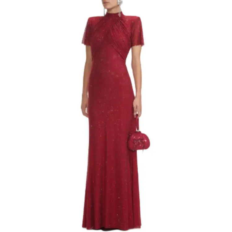 Self-portrait Rhinestone Mesh Midi Dress-1