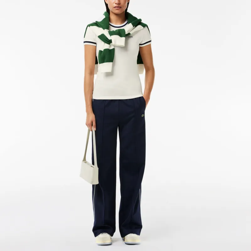 LACOSTE T Shirt Women's White/Marine Blue-3