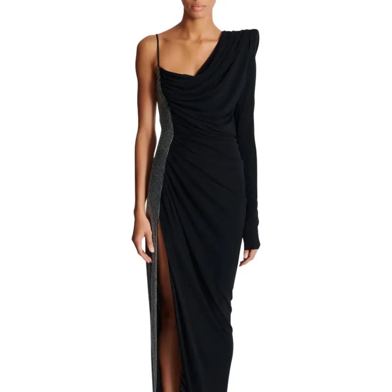 BALMAIN Pagoda One shoulder Dress-5